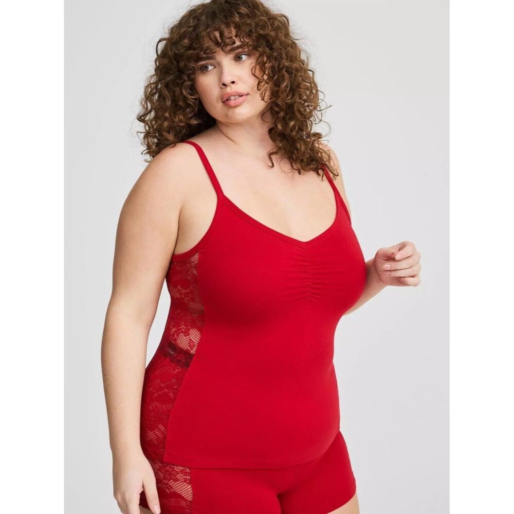 NWT Foxy Torrid Logo Lace Sleep Boyshort & Cami in Jester Red 2X